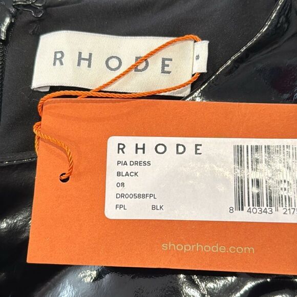 NWT RHODE PIA Mini Dress Patent Black Size 8 - Picture 14 of 16